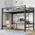 thumbnail image 2 of Yeshouse Cama alta metálica individual, cama alta industrial resistente con barandillas de seguridad y diseño que ahorra espacio, cama de acero para la escuela o el dormitorio, 2 of 6