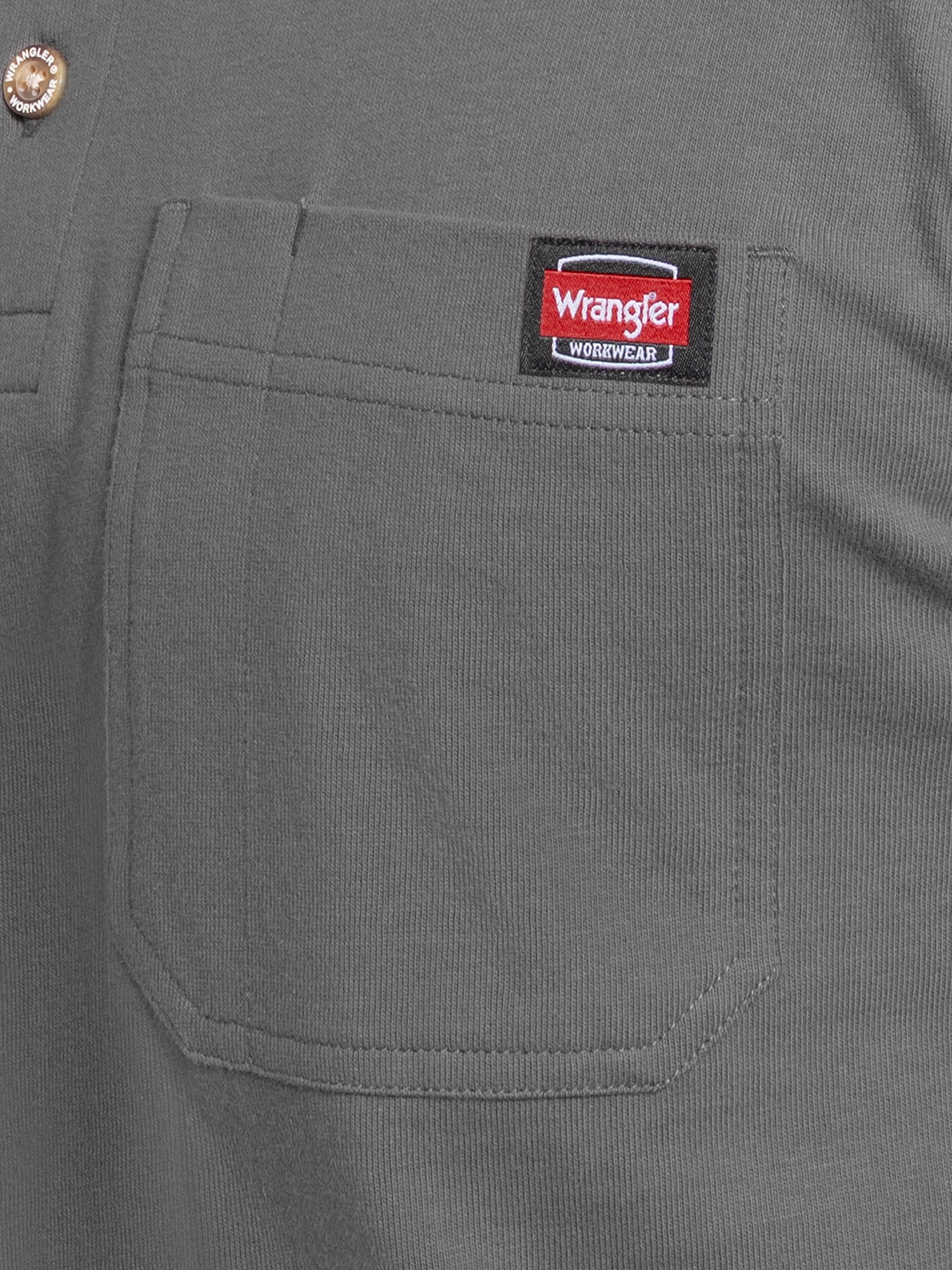 Wrangler Workwear Men's Heavyweight Long Sleeve Henley Pen Pocket Shirt, Size S-3XL