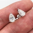 thumbnail image 2 of Pear Cut Moissanite VVS D Stud Earrings .925 Sterling Silver, 2 of 2