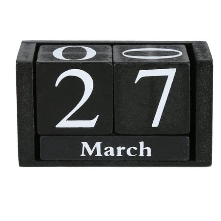 Daily Block Calendar HURRISE Vintage Wooden Calendar Desktop Wood Block Month Date Display Home Office Decoration, Desktop Wooden Calendar, Month Date Display ()