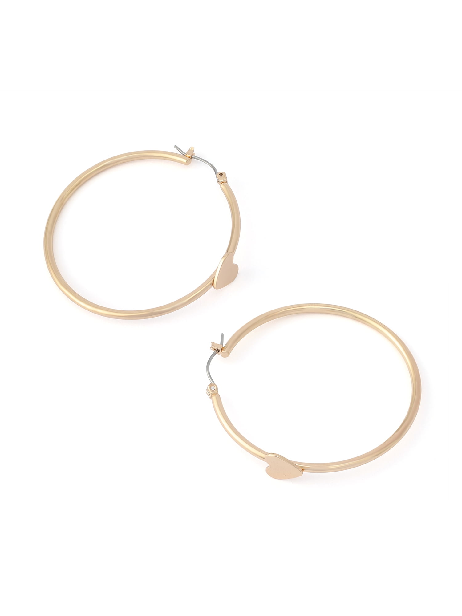 Madden NYC Women's Fashion Gold-Tone Heart Hoop Earrings