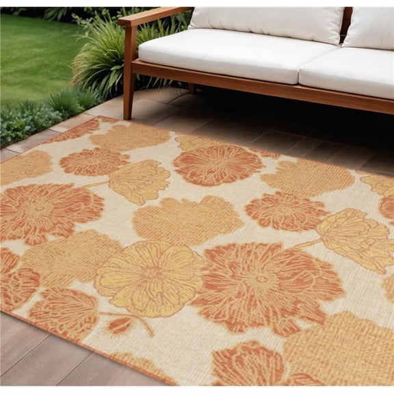 HomeRoots 550244 8 x 10 ft. Coral & Beige Floral Indoor & Outdoor Rectangle Area Rug