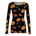 thumbnail image 5 of Womens Halloween Shirts Stretch Fitted Long Sleeve Knit Tops Funny Graphic Print Holiday Tee Top, 5 of 5