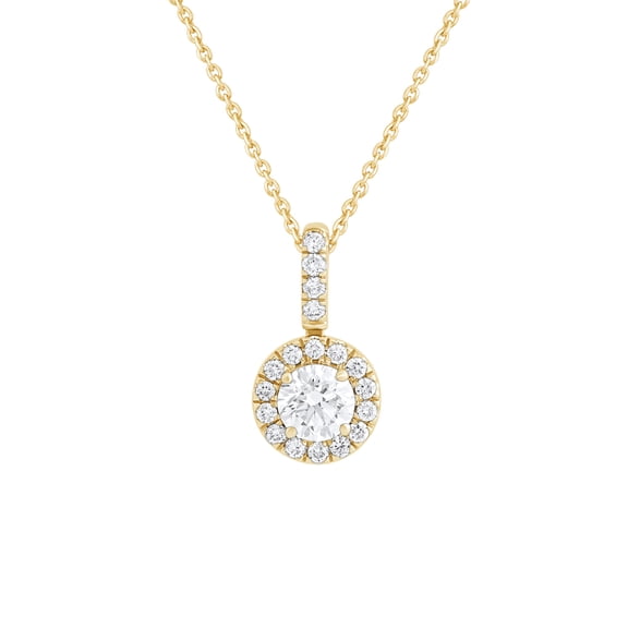 DewberryDiamonds 1.00 Ct Round Lab Grown IGI Certified Diamond Halo Necklace Pendant with 18" Cable Chain Necklace for Women Solid 14k White Gold