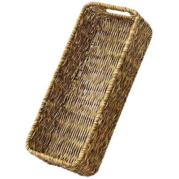 ifundom Light Yellow Decorative Plastic Storage Basket for Home Desktop Sundries and Small Items