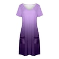 thumbnail image 4 of Vestido Corto de Verano Moda Gradiente Corto de Manga en V Cuello Vestido Casual, Poliéster Ligero de Verano, Lavado de Manos, 4 of 9