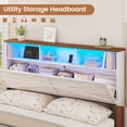 thumbnail image 5 of Queen Bed Frame with 6 Drawers, Farmhouse Bed Frame with Barn Door Headboard and Storage, Wood Platform Bed Frame Queen Size with Charging Station and LED Lights, No Box Spring Needed, White, 5 of 9