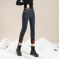 thumbnail image 4 of Pantalones vaqueros de terciopelo gruesos y cálidos para mujer, pantalones pitillo elásticos ajustados informales de cintura alta para mamá, para invierno, 4 of 5