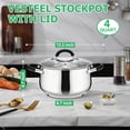 thumbnail image 3 of Vesteel 4 QT Stock Pot, Tri-Ply Bottom Stainless Steel Cooking Pot with Visible Lid, Induction Soup Pot Compatible with All Stoves, Stockpot for Stewing Simmering Boiling, Dishwasher Safe, 3 of 7