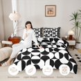 thumbnail image 4 of Castle Fairy Abstract Split Circle Full Size Comforter Sets 3-Piece,Retro Curved Bedding Comforter Set,Black White,Reversible,1 Comforter and 2 Pillowcases, 4 of 6