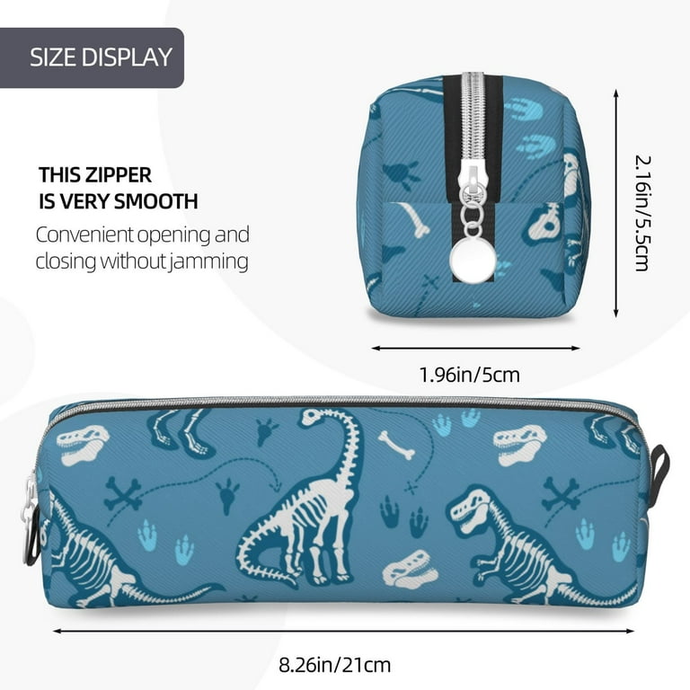 Cauagu Dinosaur Skull Print Leather Pencil Pen Case Stationery