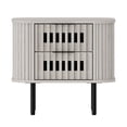 thumbnail image 5 of FITUEYES Mid-Century Modern End Table, Fluted Nightstand for Bedroom, Wooden Side Table with Fluted Panels & 2 Drawers, White Washed, 5 of 5