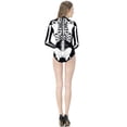 thumbnail image 4 of Traje de baño de una pieza divertido de manga larga con esqueleto de Halloween sexy para mujer, talla M (negro), 4 of 5