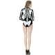 thumbnail image 4 of Traje de baño de una pieza divertido de manga larga con esqueleto de Halloween sexy para mujer, talla M (negro), 4 of 5