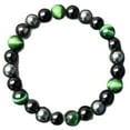 thumbnail image 2 of Pulsera de cristal con piedra de bilis negra y ojo de tigre, pulsera relajante y contra la ansiedad, pulsera elástica, 2 of 7