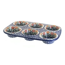 Blue Rose Polish Pottery Garden Bouquet Muffin Pan