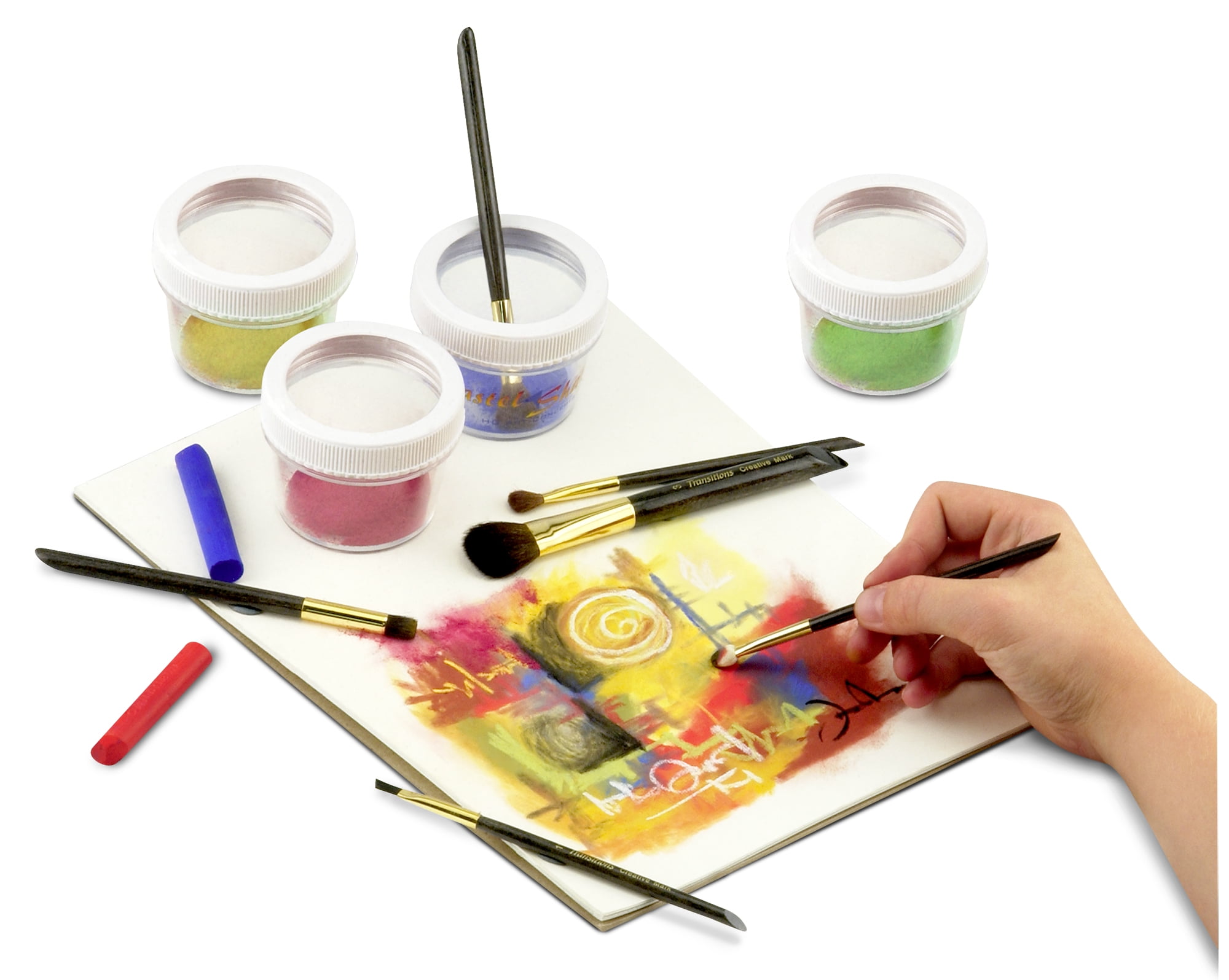 Pastel Sharpener & Shaper With Storage Jar Shapes Soft Pastels To A Point Or Shape - Complete Set With Wire Brush, Mesh Funnel & Storage Jars