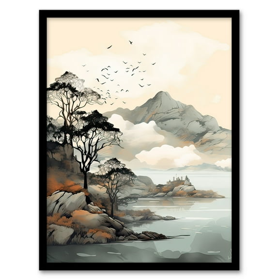 Autumn Coastal Landscape in Scottish Highlands Art Print Framed Poster Wall Decor 12x16 inch
