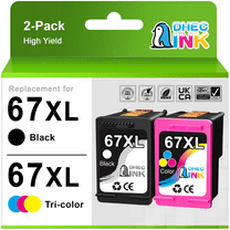 67XL Ink Compatible for HP 67 Ink Cartridges for HP Ink 67 Black and Tri-color for HP DeskJet 2700 Envy 6055e Printer (2 Pack)