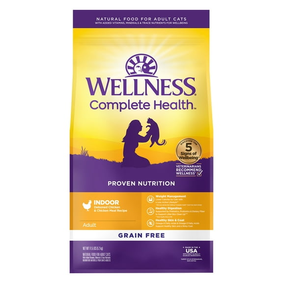 Wellness Complete Health Grain-Free Indoor Deboned Chicken Recipe Dry Cat Food, 11.5 Pound Bag