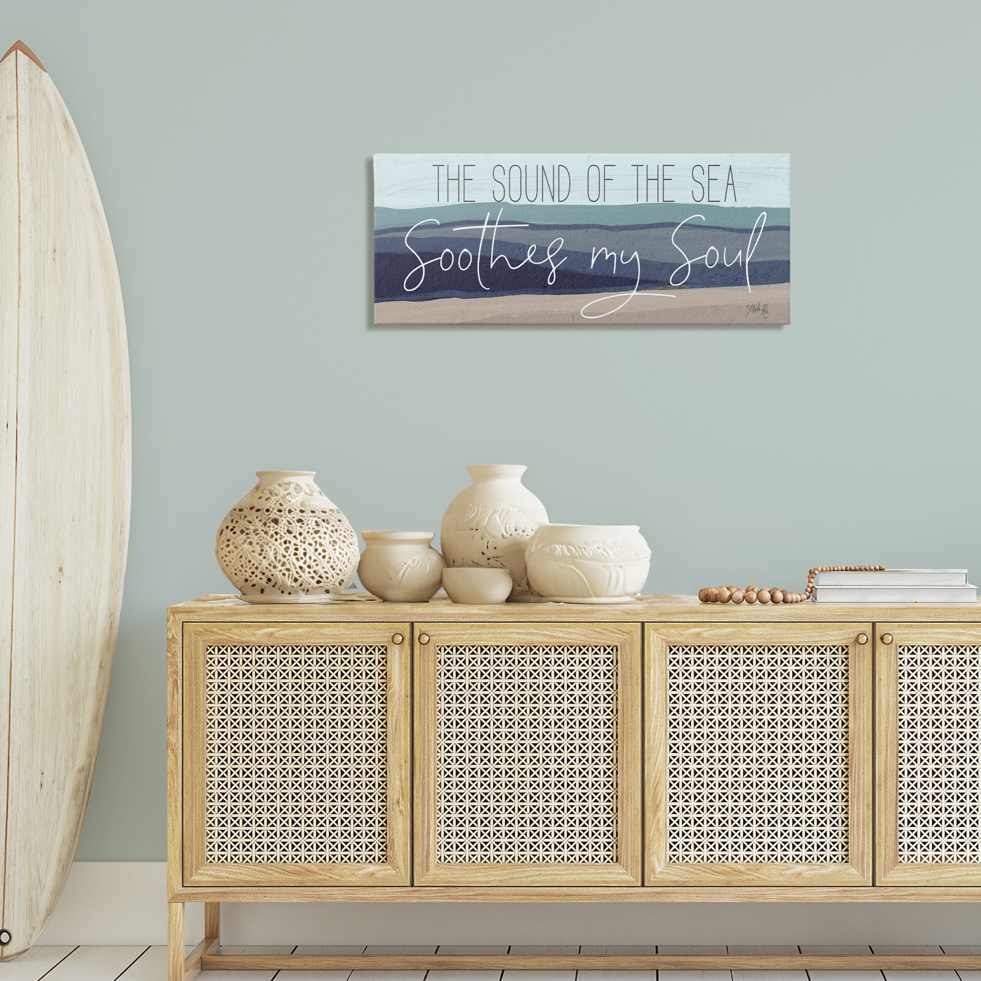 Stupell Industries Sound Of The Sea Coastal Painting Gallery Wrapped Canvas Art Print Wall Art, 40 x 17