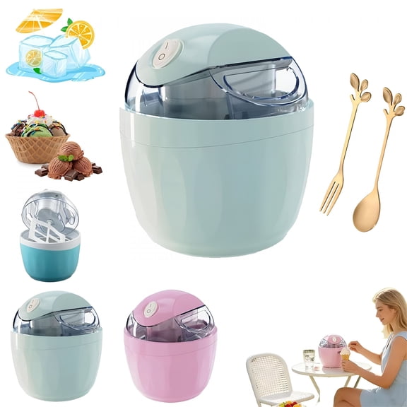 HIBIBUD Small Home Mini Ice Cream Maker,Just 15 Minutes Diy Ice Cream Maker,One-Touch Dessert Maker for Single Serving Gelato Frozen Yogurt,Compact Electric Machine for Kitchen Family Treats (Green)