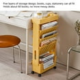 thumbnail image 3 of Movable Bookshelf Cart 5 Tier Holder With Wheels Modern Stylish Design Magazines Files Album Recipe Book Storage Organizer For Sofa End Bed Beside, 3 of 8