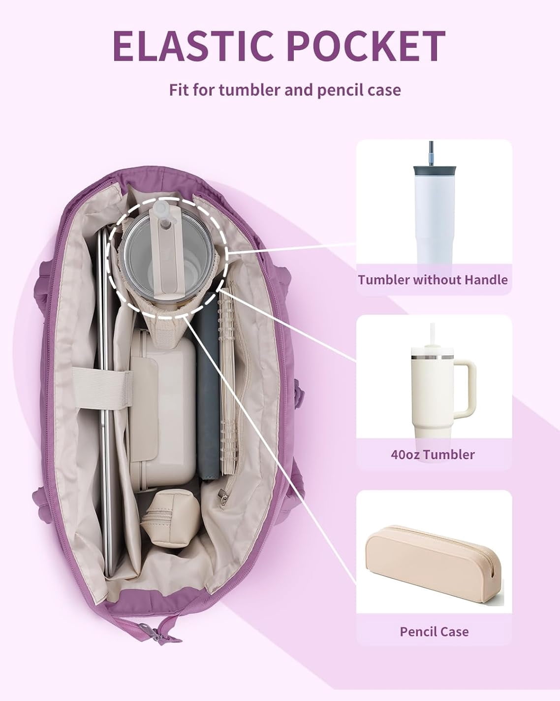Puffer Tote Bag for Women, Shoulder Bag Handbag with Cup Holder & 15.6" Laptop Compartment & Trolley Sleeve for Travel, Work, Nurse, Lightweight, 20L