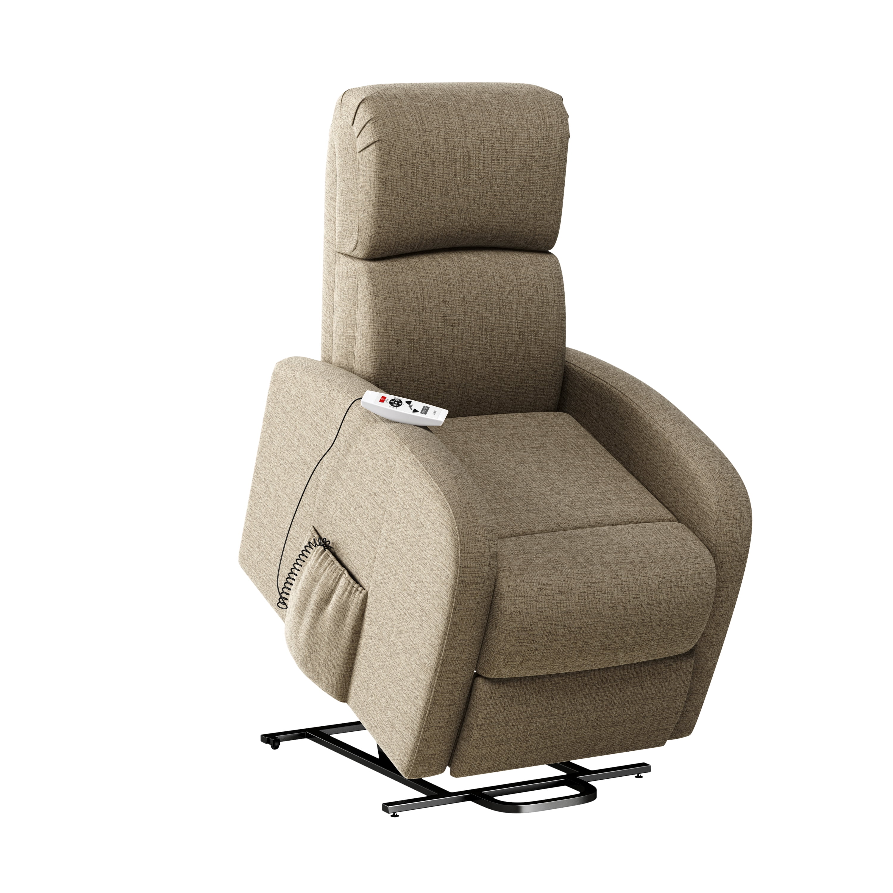 Homesvale Petite-sized Power Recline and Lift Chair with Heat and Massage, Barley Tan Chenille Fabric, Infinite Positions, For Elderly or Mobility Issues