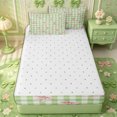 thumbnail image 4 of Erosebridal Preppy Watercolor Bow Zipper Twin Comforter Sets with Fitted Sheet and 2 Pillowcases,Classic Gingham Backdrop Zipper Bedding Set,Green Pink,4-Piece,Reversible, 4 of 6