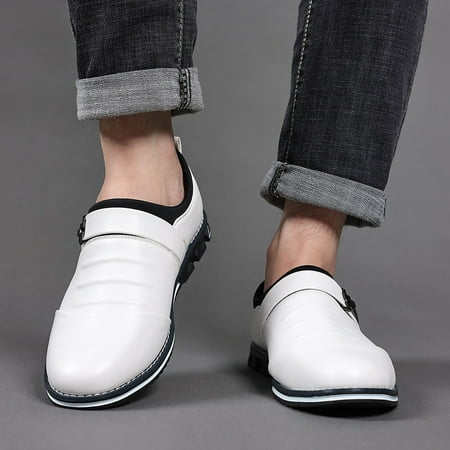 

Cathalem Fashion Style Men s Breathable Comfortable Business Lace Up Leisure Solid Color Leather Mens Leather Insoles for Shoes White 11