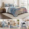 thumbnail image 6 of Full Quilt Set 78''x90'', Blue Gray Coastal Lightweight Summer Bedspread Coverlet Set with 2 Pillow Shams, Oil Painting Modern Abstract Art Breathable All Season Quilt Bedding for Bedroom/Guest Room, 6 of 9