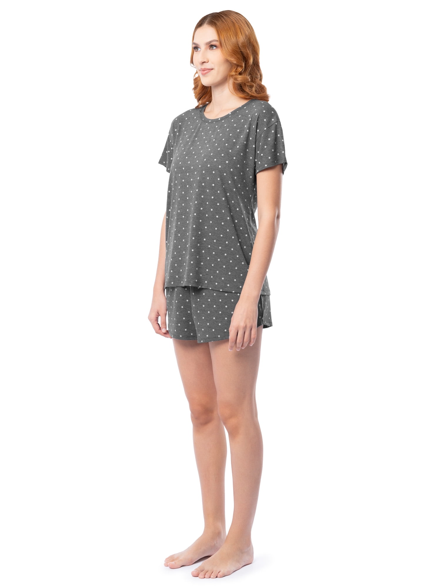 Fruit of the Loom Women's Soft and Breathable Short Sleeve Crew Top & Pajama Short Set, Sizes S-4X