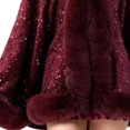thumbnail image 5 of Fewfanhot Sequin Faux Fur Trim Cape Shawl, Open Front Warm Poncho Wrap for Women Evening Wedding Party Dresses, 5 of 6