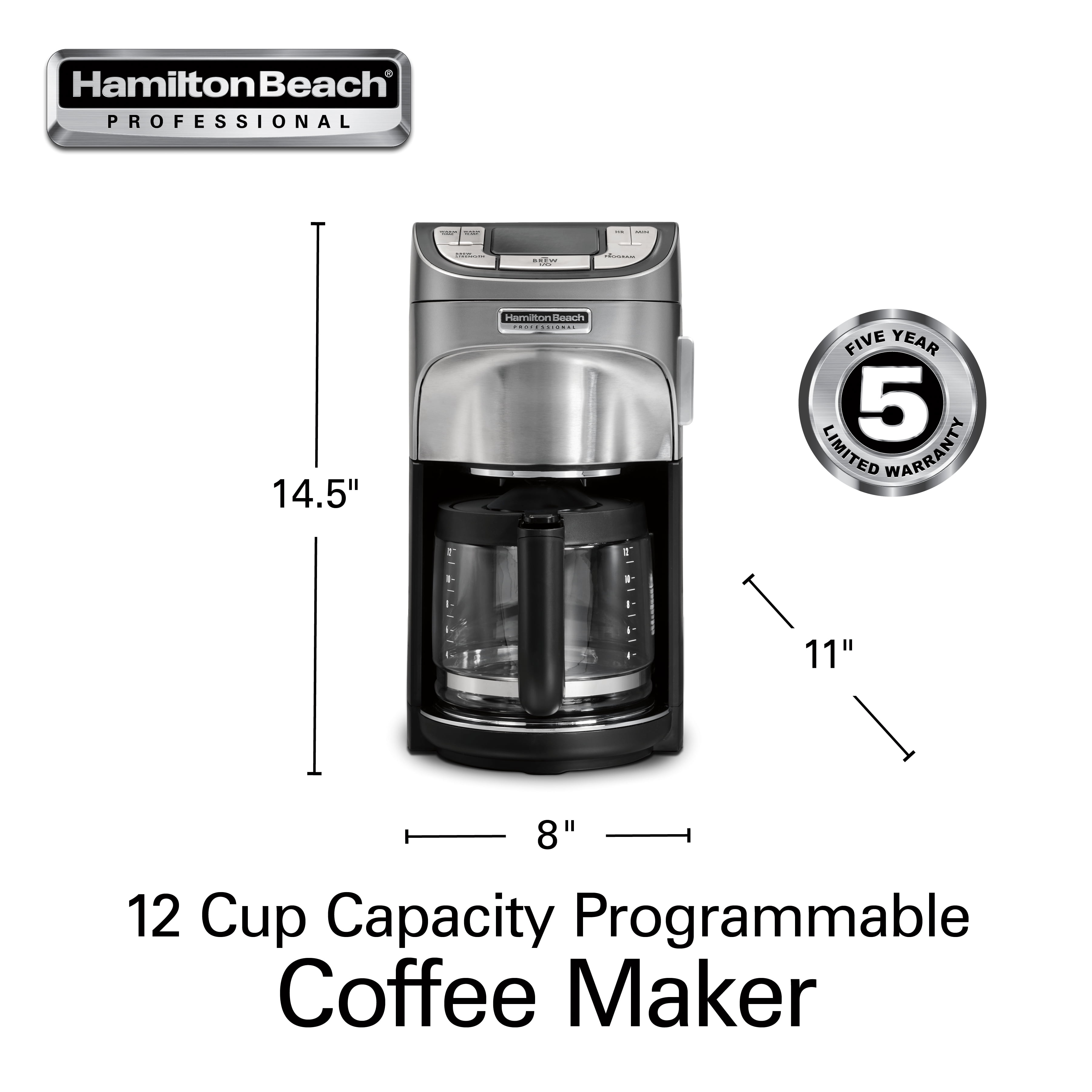 12-Cup Coffee Maker & Hot Water Dispenser Black & Stainless - 49982