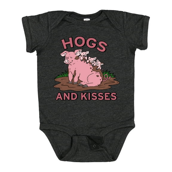 Inktastic Hogs and Kisses with Cute Pig Family Boys or Girls Baby Bodysuit
