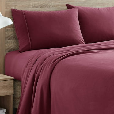 1500 Supreme Collection Microfiber Flannel Sheet Set Burgundy Queen