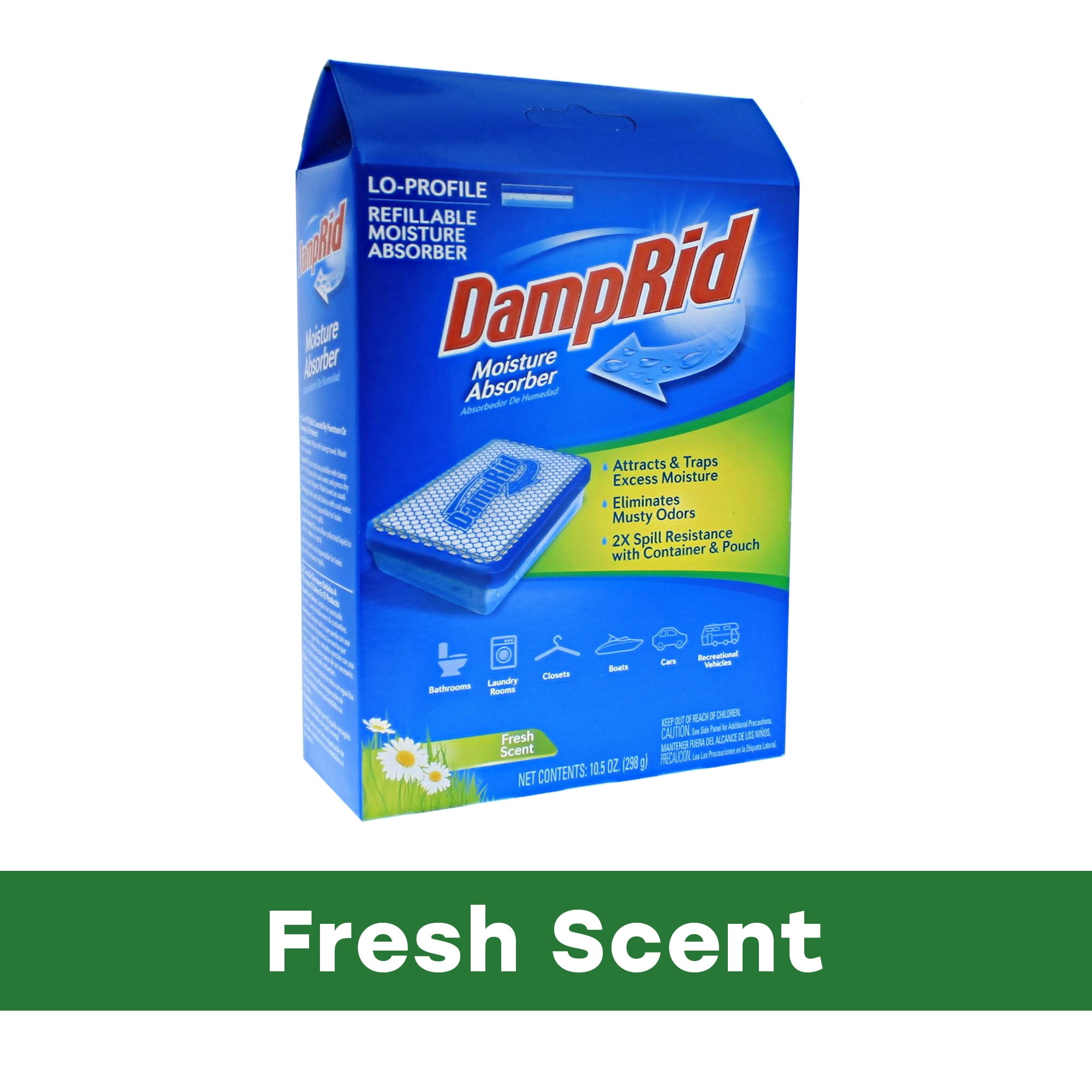 DampRid Fresh Scent LoProfile Moisture Absorber, 10.5 oz. for Fresher