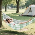 thumbnail image 6 of Hanging Hammock Portable Travel Camping For Outdooor Beach Camping Hiking Soft Green Gingham Pattern, 6 of 8