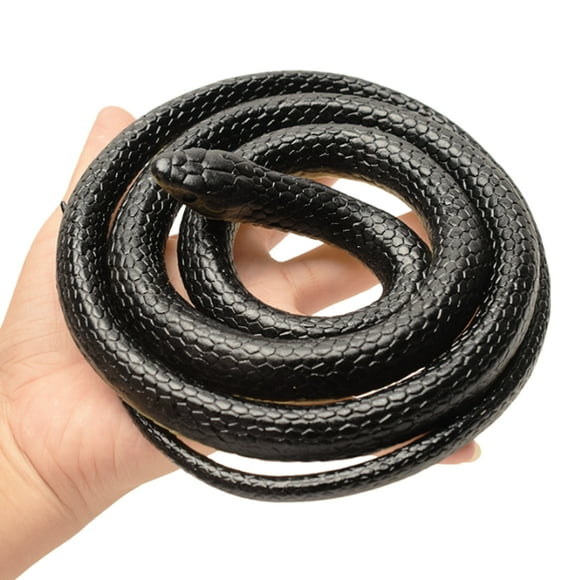 123CM Black Snake Prank Toy Realistic Rubber Snake Model Simulated Snake Teasing Friends Tricky Props Kids Adults Halloween Party Gag Gift