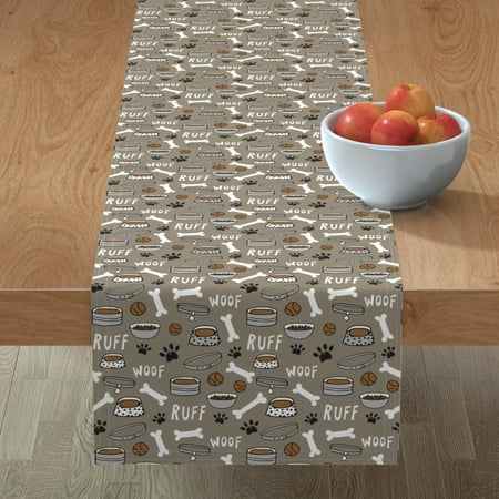 

Cotton Sateen Table Runner 108 - Dog Bone Paw Print Cute Pet Illustration Pets Dogs Breeds Food Animal Print Custom Table Linens by Spoonflower