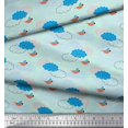 thumbnail image 3 of Soimoi Green Poly Georgette Fabric Clouds & Bird Print Fabric by Yard 42 Inch Wide, 3 of 5