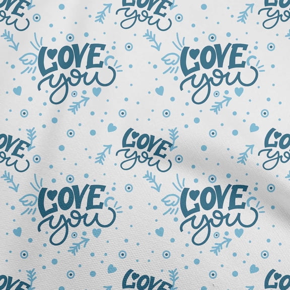 oneOone Georgette Viscose Teal Blue Fabric Valentine Love Heart Diy Clothing Quilting Fabric Print Fabric By Yard 42 Inch Wide