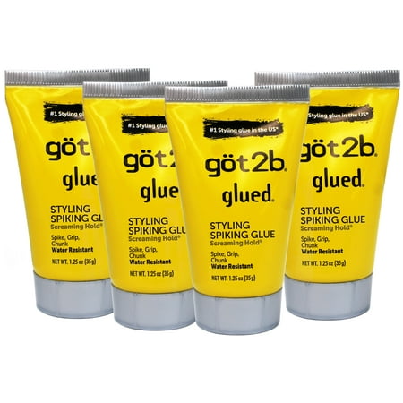 Got2b Glued Styling Spiking Glue, Screaming Hold, Spike, Grip, Chunk, Water resistant, 1.25 oz - 4 Pack