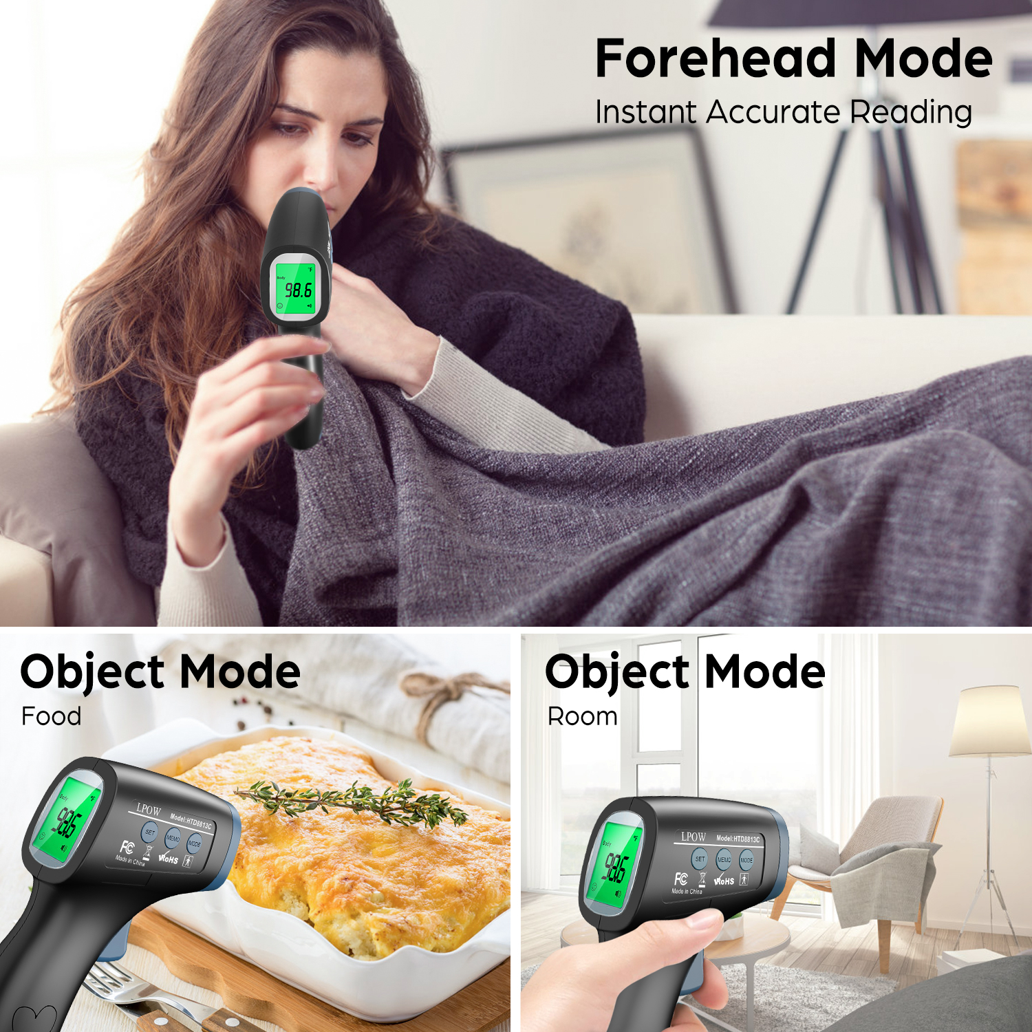 LPOW Infrared Digital Forehead Thermometer, 1-Second Reading photo 4