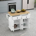 thumbnail image 2 of Kitchen Island Cart with Two Storage Cabinets and Two Locking Wheels，43.31 Inch Width，4 Door Cabinet and Two Drawers，Spice Rack, Towel Rack, 2 of 8