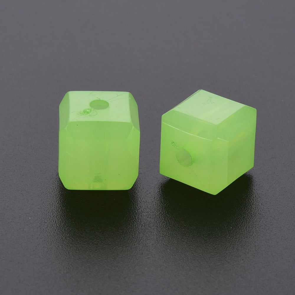 Imitation Jelly Acrylic Beads Cube Light Green 11.5x11x11mm Hole: 2.5mm about 528pcs/500g
