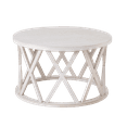 thumbnail image 5 of COZAYH Farmhouse Coffee Table, Rustic Round Coffee Table with X-Motifs Legs, Wood Textured Top, for Boho, French Country Decor, Antique White, 5 of 7