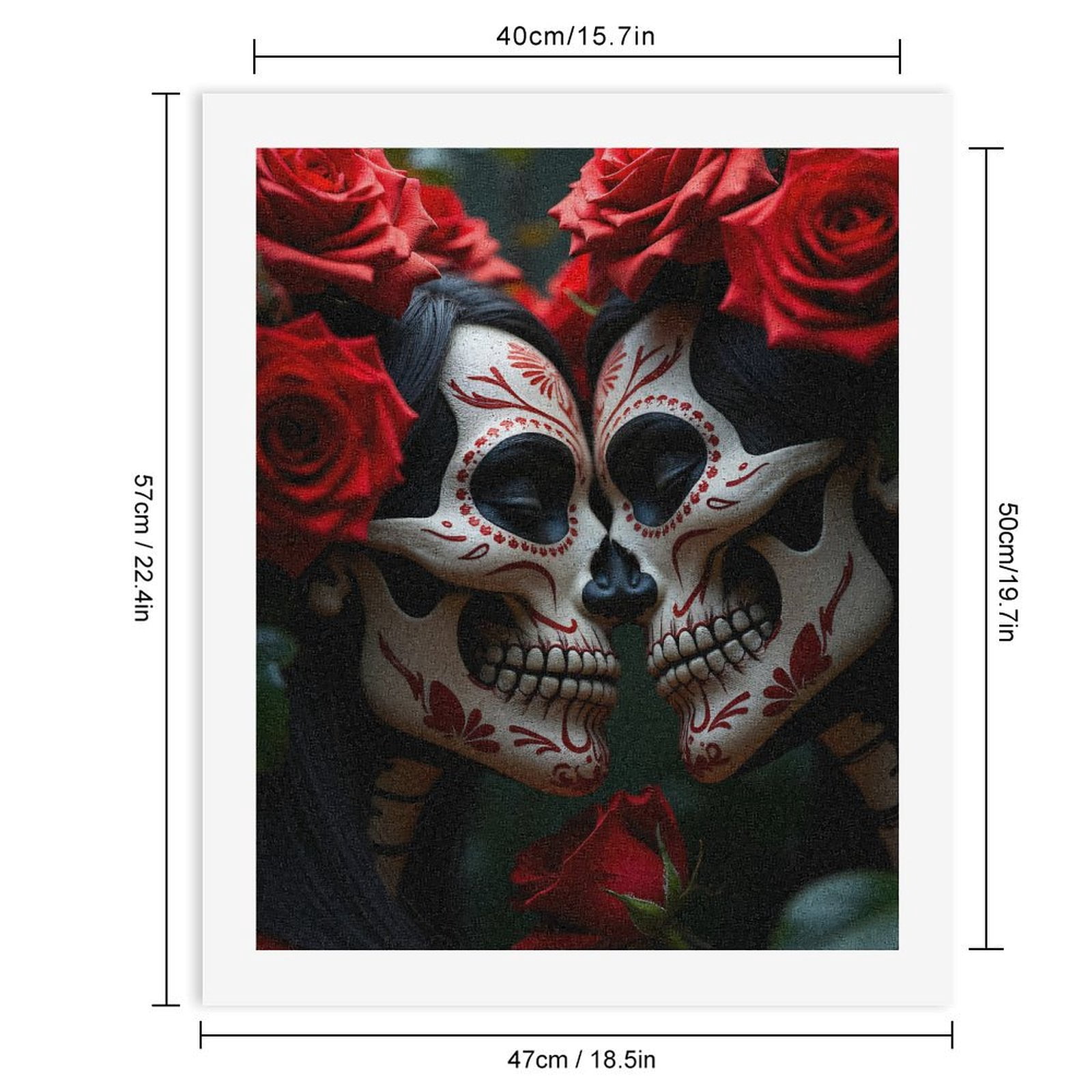 Paint By Numbers Kit for Adults Beginner - Red Roses Skull Art Mask DIY Canvas Painting Kits for Adults, Frameless Paint By Number for Adults for Home Wall Decor 16x20 Inch