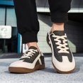thumbnail image 2 of Men's Black White Retro Leather Trainer Shoes Non Slip Gum Sole Casual Walking Sneakers, 2 of 10
